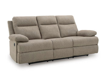 Side-Swipe Reclining Sofa with Drop Down Table