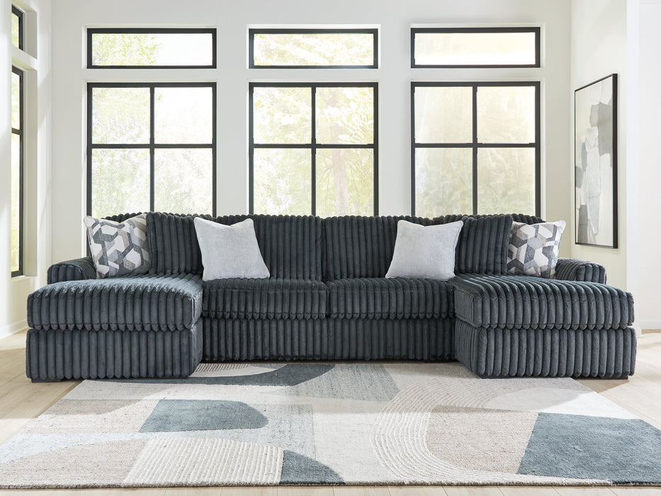 Midnight-Madness Double Chaise 3-Piece Sectional - Furniture 2 Go- FL