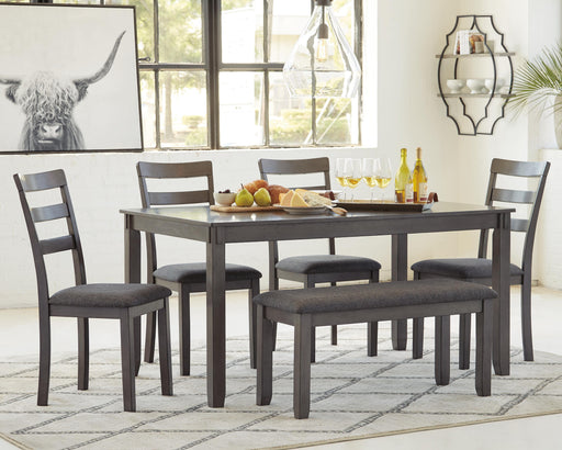 Bridson Dining Table and Chairs with Bench (Set of 6) - Furniture 2 Go- FL