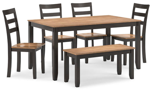 Gesthaven Dining Table with 4 Chairs and Bench (Set of 6) - Furniture 2 Go- FL