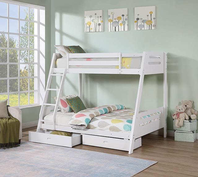 Emilee Twin/Full Bunk Bed White, Grey, Espresso, & Black - Furniture 2 Go- FL