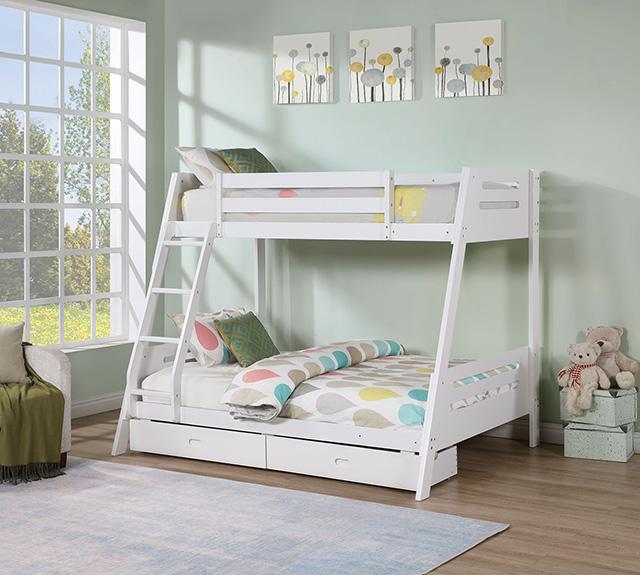 Emilee Twin/Full Bunk Bed White, Grey, Espresso, & Black - Furniture 2 Go- FL