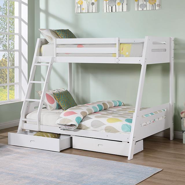 Emilee Twin/Full Bunk Bed White, Grey, Espresso, & Black - Furniture 2 Go- FL