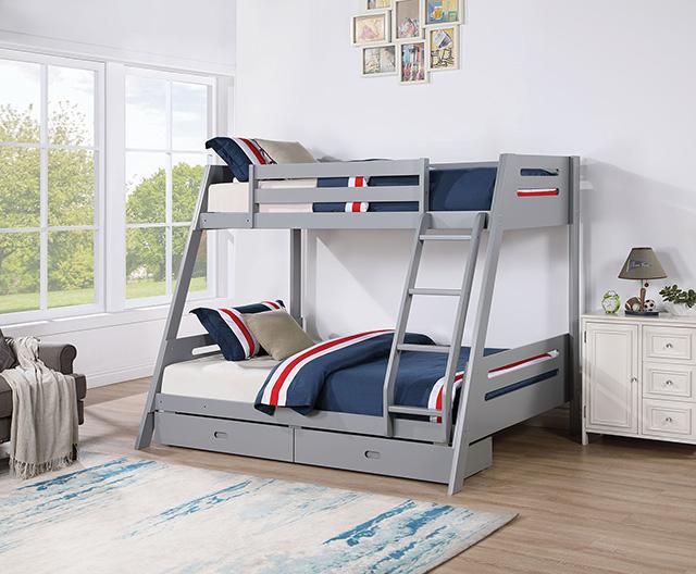 Emilee Twin/Full Bunk Bed White, Grey, Espresso, & Black - Furniture 2 Go- FL