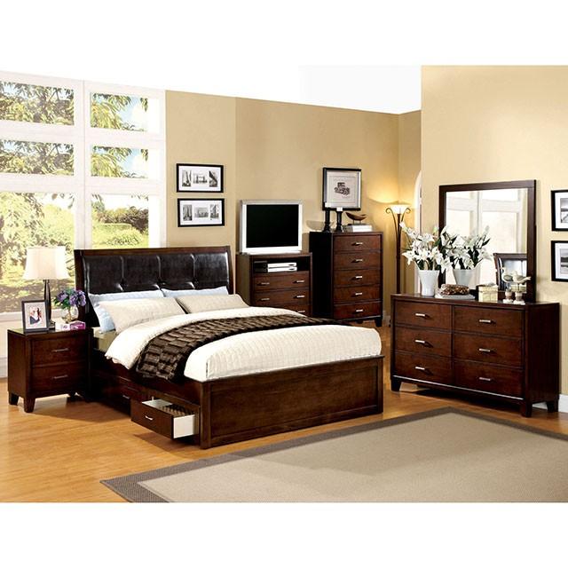 Enrico Full Queen Bed Brown, Black, & Cherry - Furniture 2 Go- FL