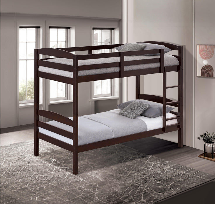 Finsbury Twin Twin Bunk Bed Espresso, Grey & White - Furniture 2 Go- FL