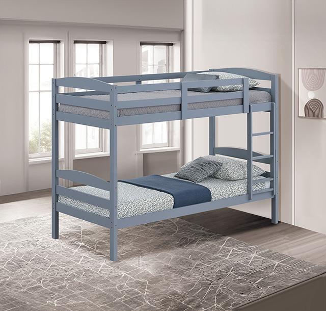 Finsbury Twin Twin Bunk Bed Espresso, Grey & White - Furniture 2 Go- FL