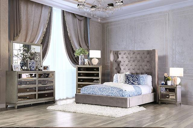 ROSABELLE E.King & Queen Bed, Black, Gray, & Ivory,