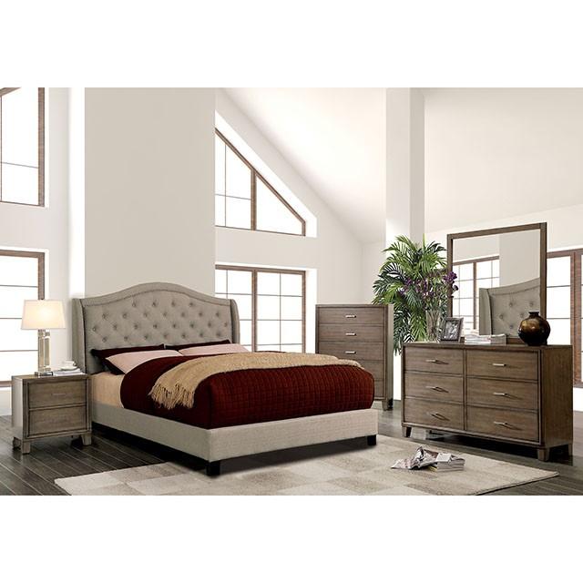 Carly Cal.King, E.King, Full, & Queen Bed Grey & Brown - Furniture 2 Go- FL